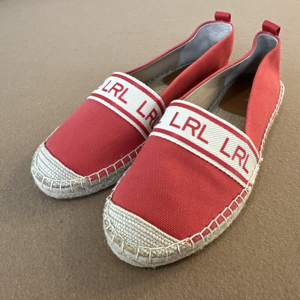 Lauren Ralph Lauren Caylee III Canvas Espadrilles Red And Natural Size 8.5